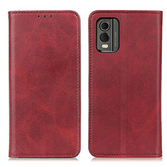 Custodia Portafoglio In Pelle Cover con Supporto A02D per Nokia C210 Rosso