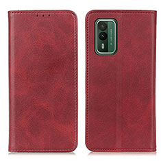 Custodia Portafoglio In Pelle Cover con Supporto A02D per Nokia XR21 Rosso