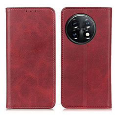 Custodia Portafoglio In Pelle Cover con Supporto A02D per OnePlus 11 5G Rosso