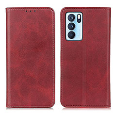 Custodia Portafoglio In Pelle Cover con Supporto A02D per Oppo Reno6 Pro 5G India Rosso