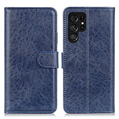 Custodia Portafoglio In Pelle Cover con Supporto A02D per Samsung Galaxy S21 Ultra 5G Blu