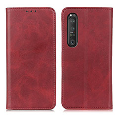 Custodia Portafoglio In Pelle Cover con Supporto A02D per Sony Xperia 1 III Rosso