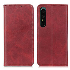 Custodia Portafoglio In Pelle Cover con Supporto A02D per Sony Xperia 1 V Rosso