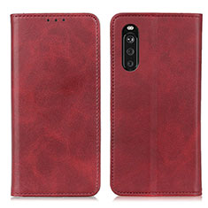 Custodia Portafoglio In Pelle Cover con Supporto A02D per Sony Xperia 10 III Rosso