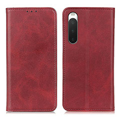 Custodia Portafoglio In Pelle Cover con Supporto A02D per Sony Xperia 10 IV Rosso