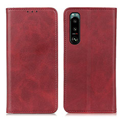 Custodia Portafoglio In Pelle Cover con Supporto A02D per Sony Xperia 5 III Rosso