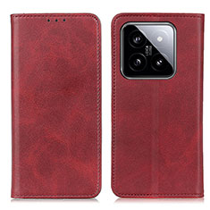 Custodia Portafoglio In Pelle Cover con Supporto A02D per Xiaomi Mi 14 Pro 5G Rosso
