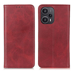 Custodia Portafoglio In Pelle Cover con Supporto A02D per Xiaomi Poco F5 5G Rosso