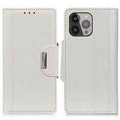 Custodia Portafoglio In Pelle Cover con Supporto A03 per Apple iPhone 13 Pro Max Bianco