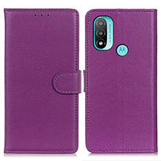 Custodia Portafoglio In Pelle Cover con Supporto A03D per Motorola Moto E20 Viola