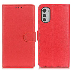 Custodia Portafoglio In Pelle Cover con Supporto A03D per Motorola Moto E32s Rosso