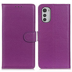 Custodia Portafoglio In Pelle Cover con Supporto A03D per Motorola Moto E32s Viola