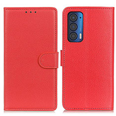 Custodia Portafoglio In Pelle Cover con Supporto A03D per Motorola Moto Edge (2021) 5G Rosso