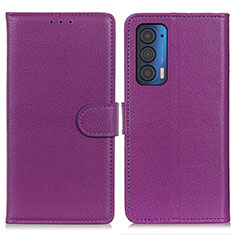 Custodia Portafoglio In Pelle Cover con Supporto A03D per Motorola Moto Edge (2021) 5G Viola