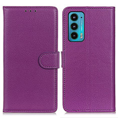 Custodia Portafoglio In Pelle Cover con Supporto A03D per Motorola Moto Edge Lite 5G Viola