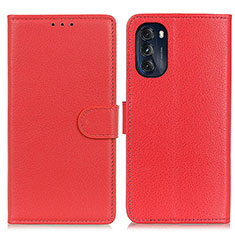 Custodia Portafoglio In Pelle Cover con Supporto A03D per Motorola Moto G 5G (2022) Rosso