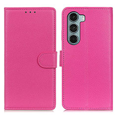 Custodia Portafoglio In Pelle Cover con Supporto A03D per Motorola Moto G200 5G Rosa Caldo