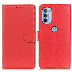 Custodia Portafoglio In Pelle Cover con Supporto A03D per Motorola Moto G31 Rosso
