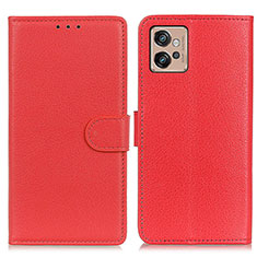 Custodia Portafoglio In Pelle Cover con Supporto A03D per Motorola Moto G32 Rosso