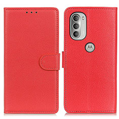 Custodia Portafoglio In Pelle Cover con Supporto A03D per Motorola Moto G51 5G Rosso