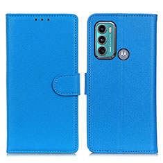 Custodia Portafoglio In Pelle Cover con Supporto A03D per Motorola Moto G60 Cielo Blu