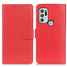 Custodia Portafoglio In Pelle Cover con Supporto A03D per Motorola Moto G60s Rosso