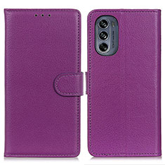 Custodia Portafoglio In Pelle Cover con Supporto A03D per Motorola Moto G62 5G Viola