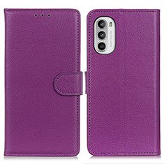 Custodia Portafoglio In Pelle Cover con Supporto A03D per Motorola Moto G71s 5G Viola