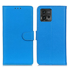 Custodia Portafoglio In Pelle Cover con Supporto A03D per Motorola Moto G72 Cielo Blu