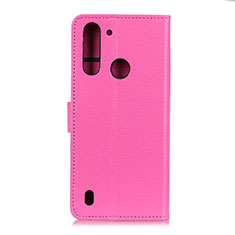 Custodia Portafoglio In Pelle Cover con Supporto A03D per Motorola Moto One Fusion Rosa Caldo
