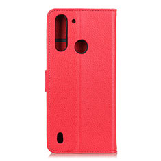 Custodia Portafoglio In Pelle Cover con Supporto A03D per Motorola Moto One Fusion Rosso
