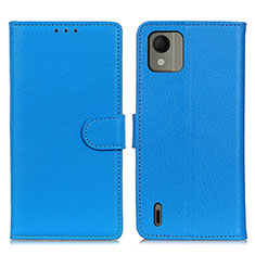 Custodia Portafoglio In Pelle Cover con Supporto A03D per Nokia C110 Cielo Blu