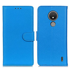 Custodia Portafoglio In Pelle Cover con Supporto A03D per Nokia C21 Cielo Blu