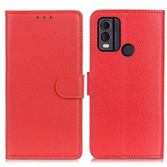 Custodia Portafoglio In Pelle Cover con Supporto A03D per Nokia C22 Rosso