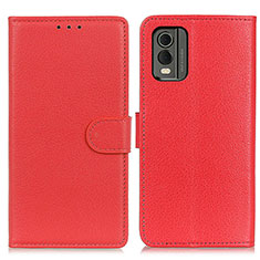 Custodia Portafoglio In Pelle Cover con Supporto A03D per Nokia C32 Rosso