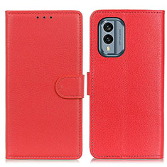Custodia Portafoglio In Pelle Cover con Supporto A03D per Nokia X30 5G Rosso