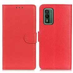 Custodia Portafoglio In Pelle Cover con Supporto A03D per Nokia XR21 Rosso