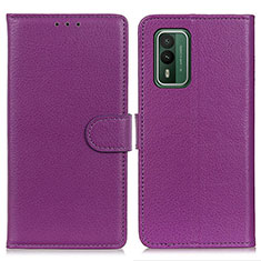 Custodia Portafoglio In Pelle Cover con Supporto A03D per Nokia XR21 Viola