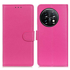 Custodia Portafoglio In Pelle Cover con Supporto A03D per OnePlus 11 5G Rosa Caldo