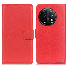 Custodia Portafoglio In Pelle Cover con Supporto A03D per OnePlus 11 5G Rosso