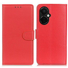 Custodia Portafoglio In Pelle Cover con Supporto A03D per OnePlus Nord CE 3 5G Rosso