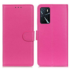 Custodia Portafoglio In Pelle Cover con Supporto A03D per Oppo A16 Rosa Caldo