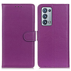 Custodia Portafoglio In Pelle Cover con Supporto A03D per Oppo Reno6 Pro+ Plus 5G Viola