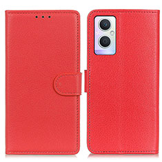 Custodia Portafoglio In Pelle Cover con Supporto A03D per Oppo Reno7 Lite 5G Rosso