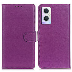 Custodia Portafoglio In Pelle Cover con Supporto A03D per Oppo Reno7 Lite 5G Viola