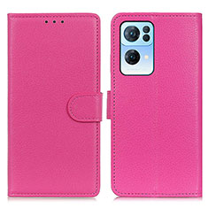 Custodia Portafoglio In Pelle Cover con Supporto A03D per Oppo Reno7 Pro 5G Rosa Caldo