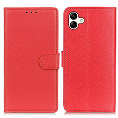 Custodia Portafoglio In Pelle Cover con Supporto A03D per Samsung Galaxy A04E Rosso
