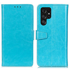 Custodia Portafoglio In Pelle Cover con Supporto A03D per Samsung Galaxy S21 Ultra 5G Cielo Blu