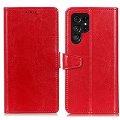 Custodia Portafoglio In Pelle Cover con Supporto A03D per Samsung Galaxy S21 Ultra 5G Rosso