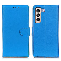 Custodia Portafoglio In Pelle Cover con Supporto A03D per Samsung Galaxy S22 5G Cielo Blu